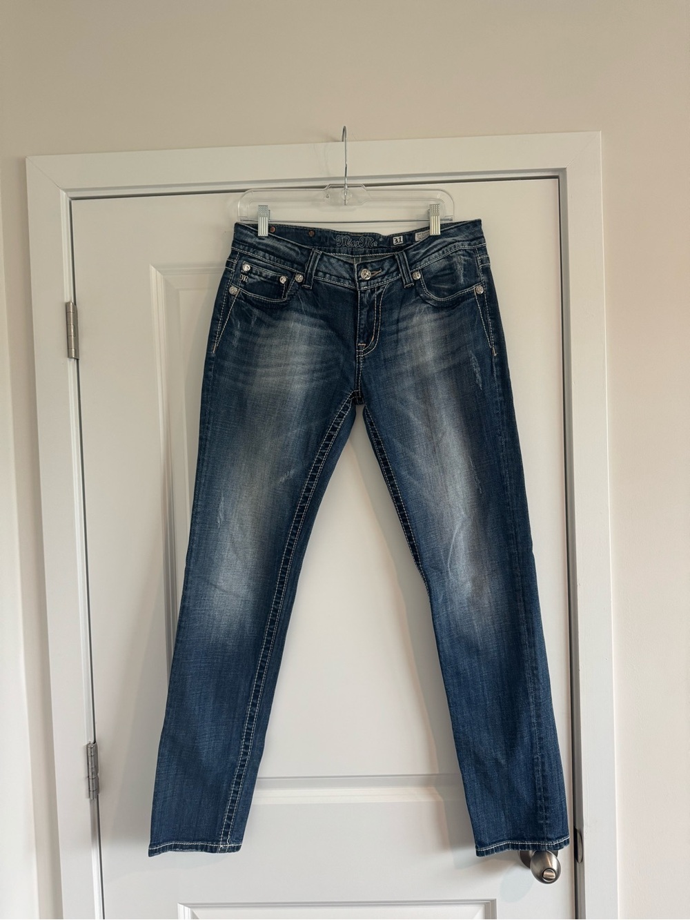 Miss Me Faded Blue Skinny Straight-Leg Jeans